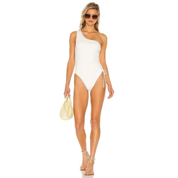 Jonathan Simkhai Addyson One Shoulder One Piece Swimsuit in White NWT size Small - Picture 11 of 11
